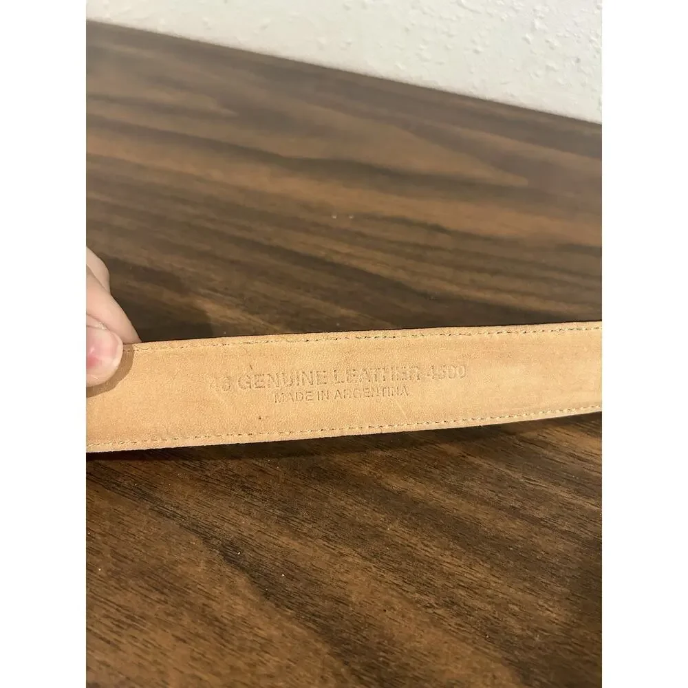 Genuine Leather 4500 Classic‎ Black Belt Men's Size 46 Argentina Gold Buckle